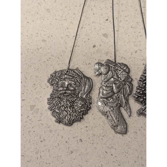 Vintage 1994 Carson Christmas Santa Theme Wind Chimes Pewter Metal  17" Long USA - Picture 2 of 9